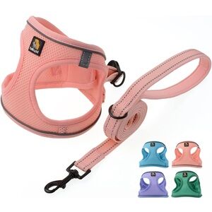 Soft Mesh Pet Harness and Leash Set - Pink